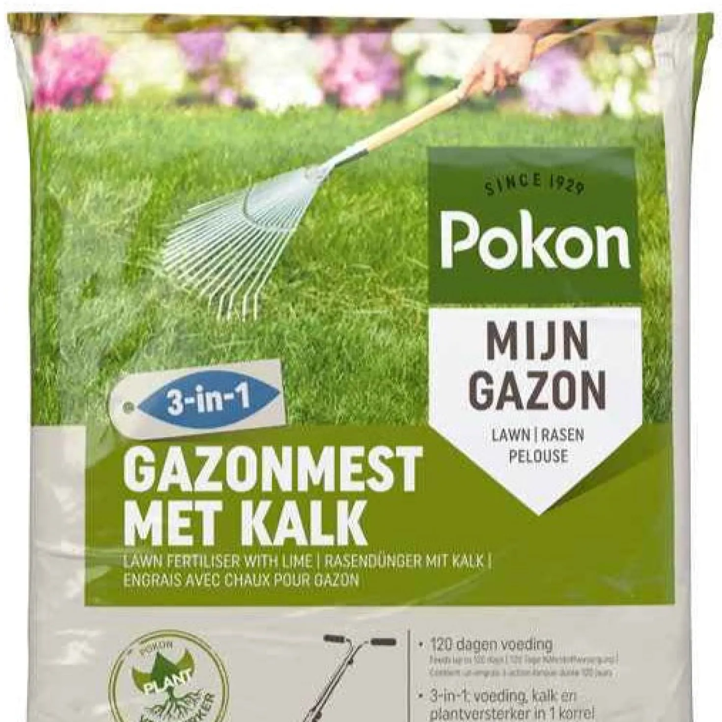 Pokon Bio Rasendünger mit Kalk - Grüner Rasen in einem Schritt