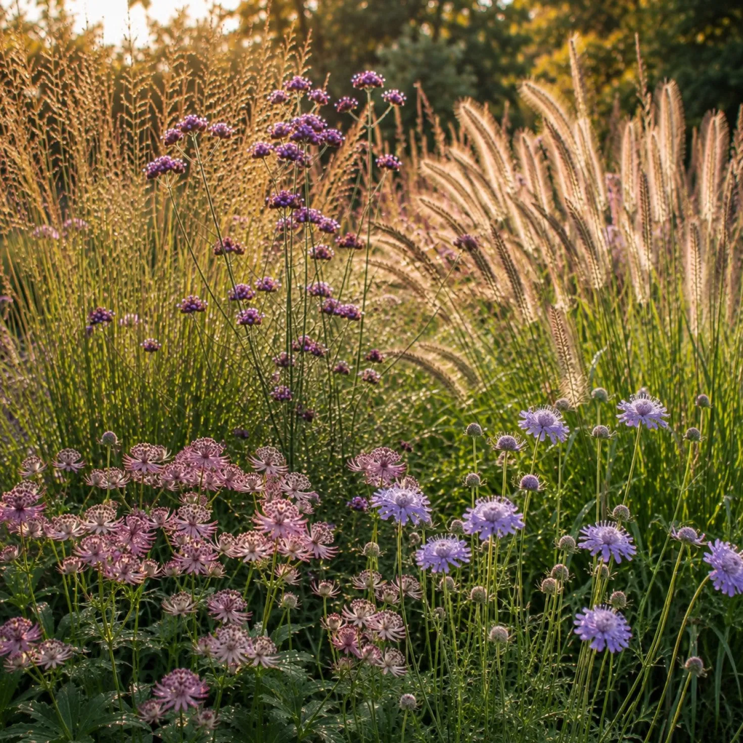 5 rosa und violette Stauden - Sofort blühendes Beet